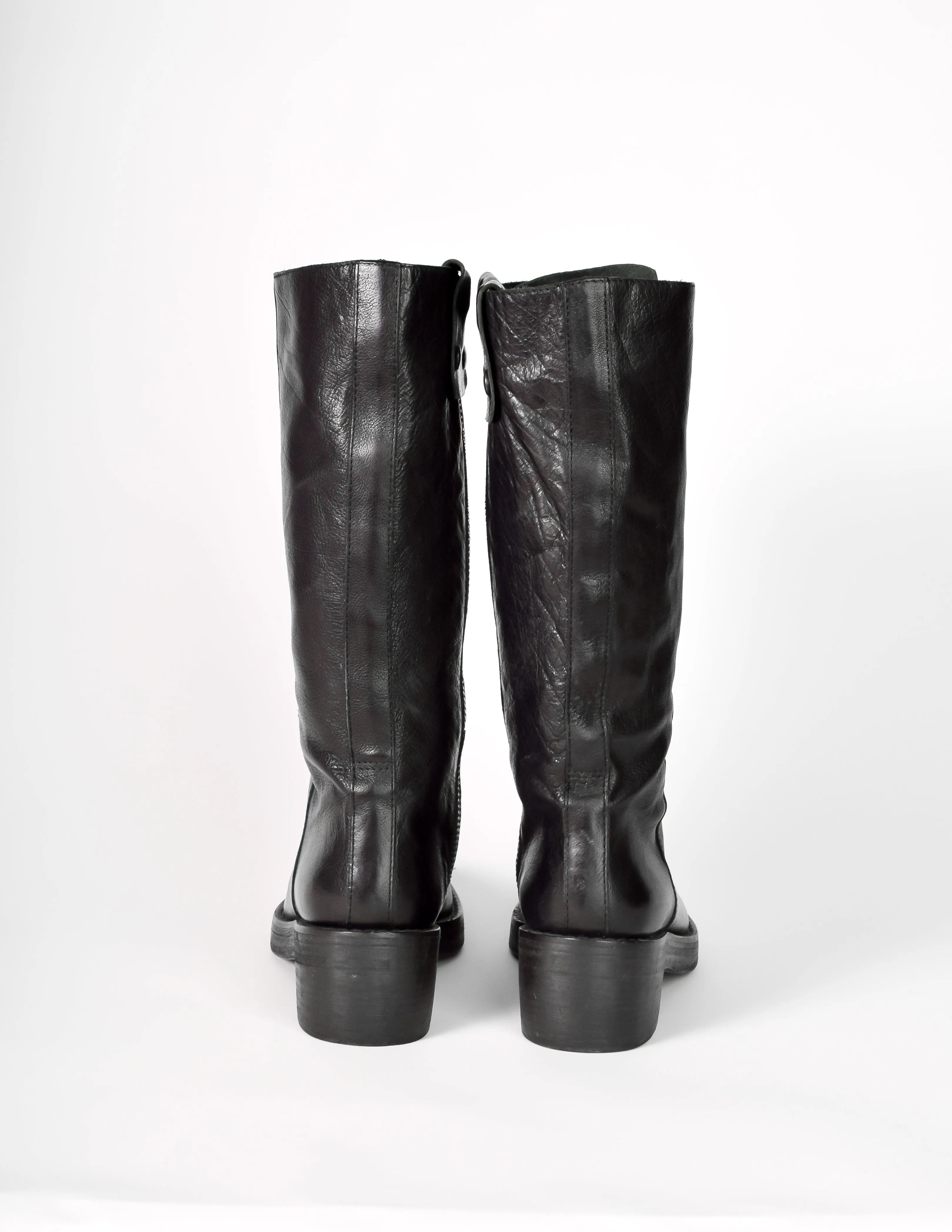 Ann Demeulemeester Vintage Black Leather Lace Up Boots