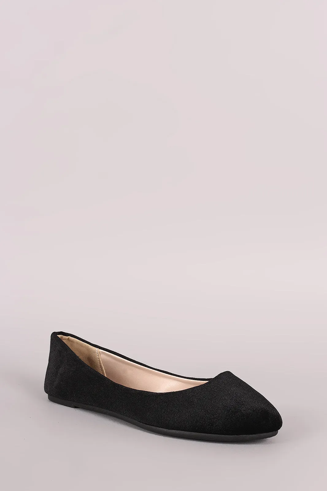 Bamboo Crushed Velvet Slip On Ballet Flat