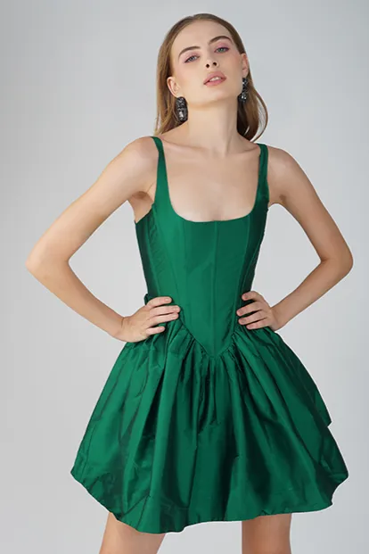 Royal Green Bexley Tafetta Mini Dress