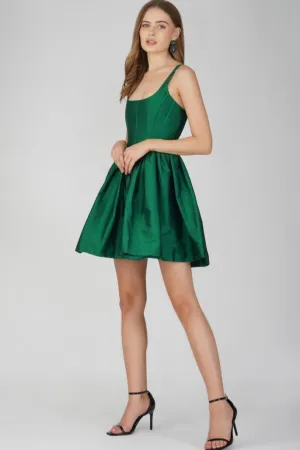 Royal Green Bexley Tafetta Mini Dress