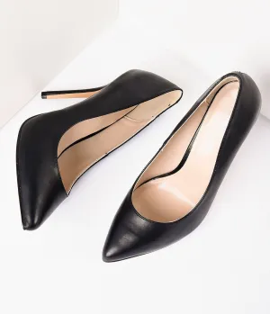 Black Matte Leather Amuse Heels