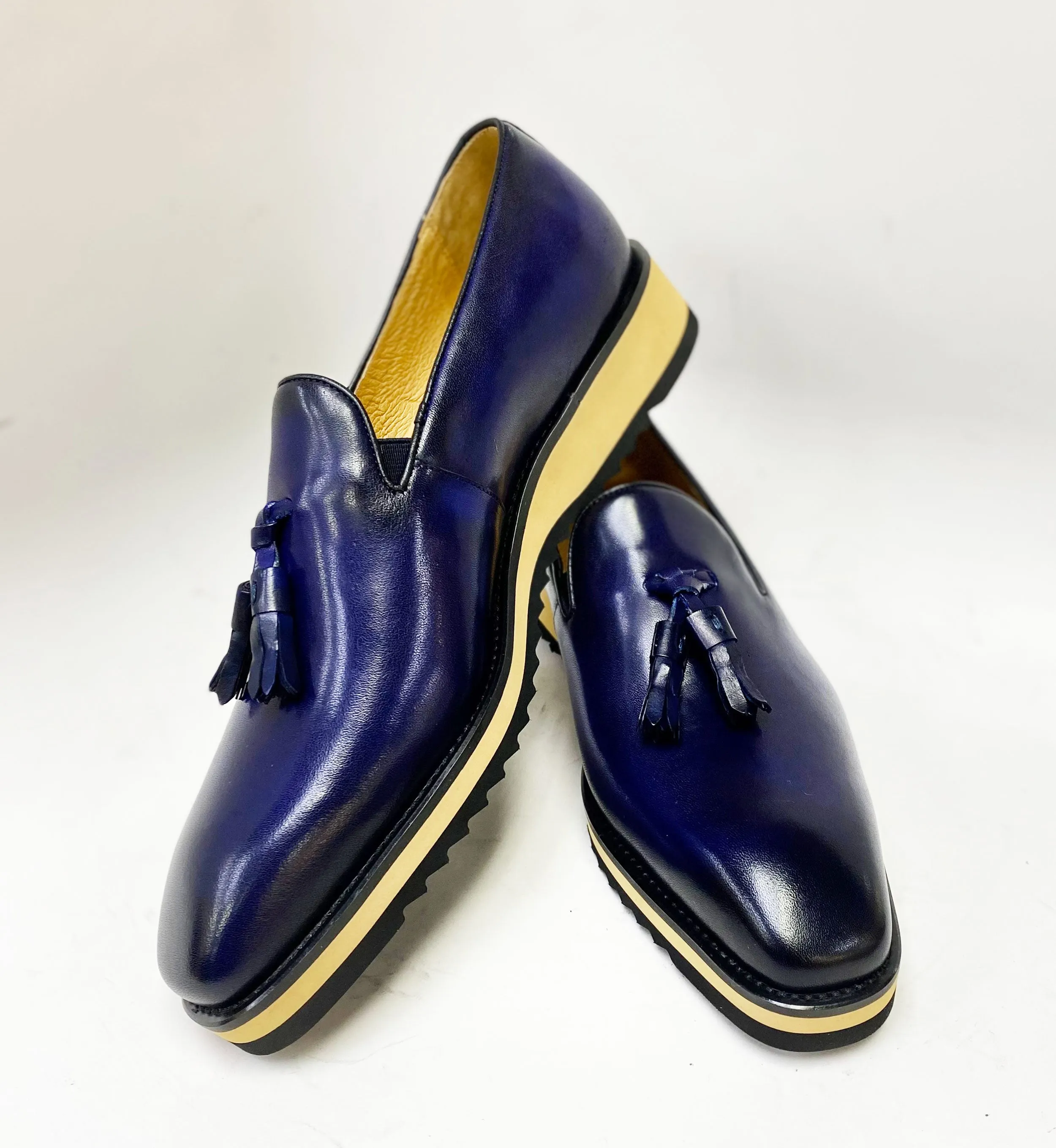 Calfskin Slip-On Tasseled Loafer Navy