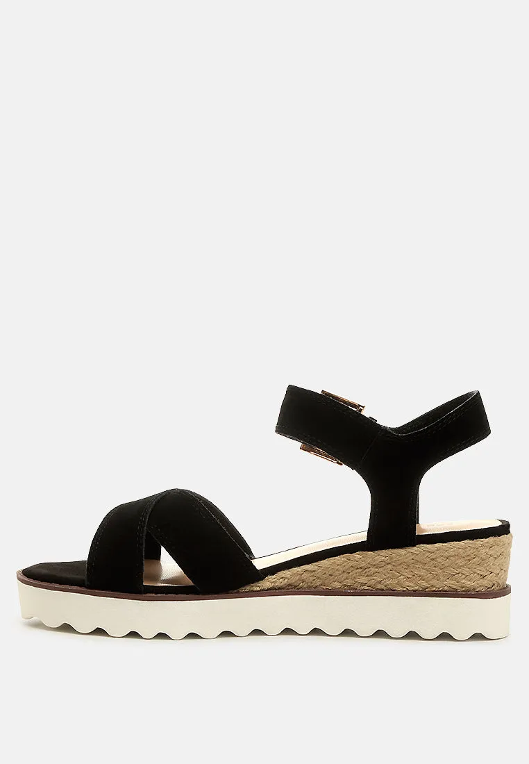 CASA Black Wedge Sandals