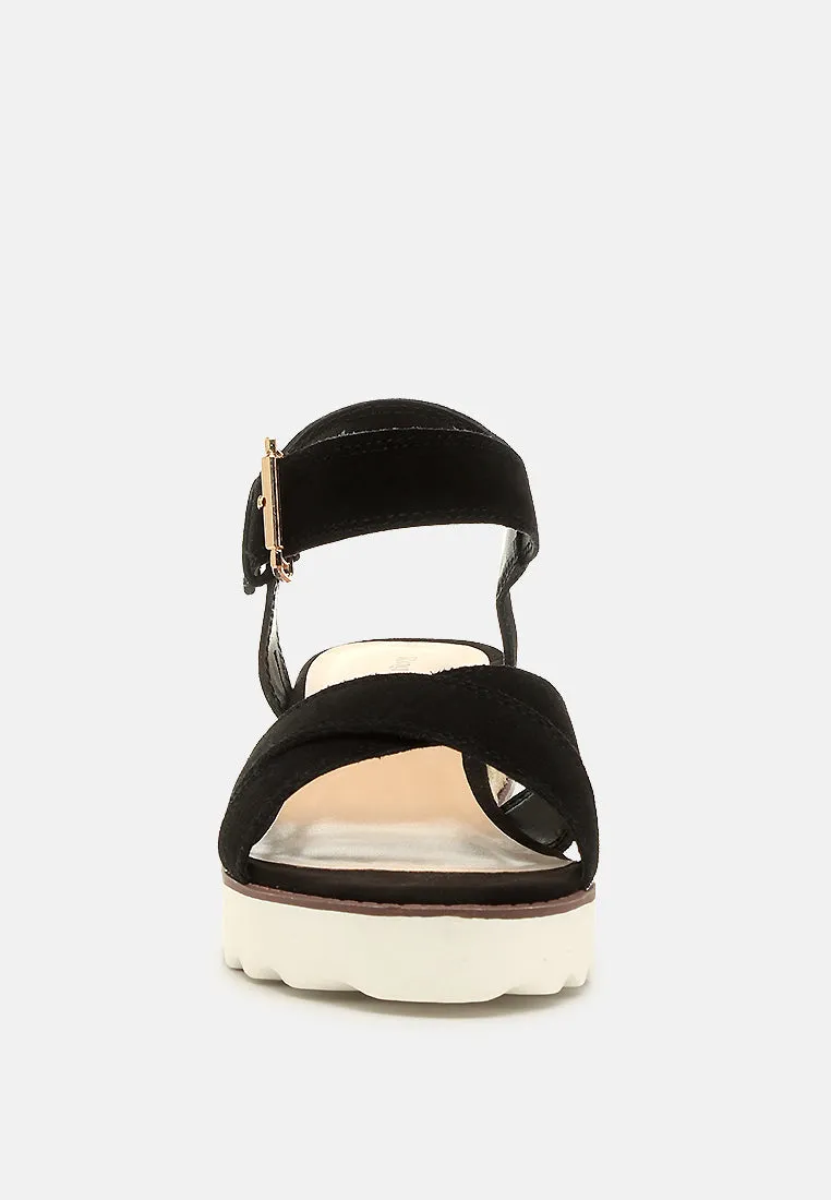 CASA Black Wedge Sandals