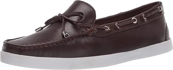 Driver Club USA Women's Leather Made in Brazil Boat Shoe with Tiebow Detail