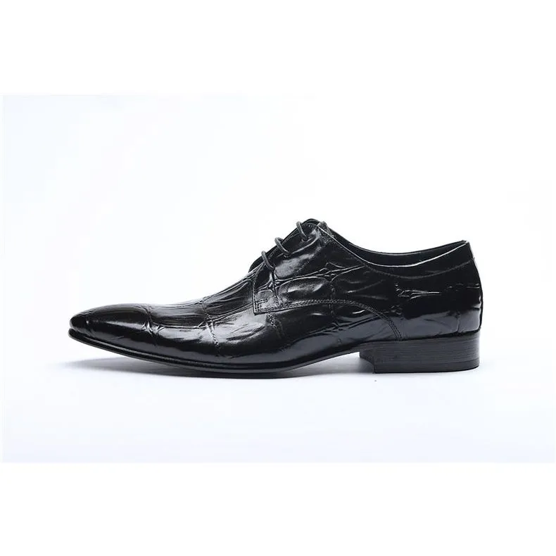 GatorLuxe Exquisite Lace-Up Pointed Toe Brogue Dress Shoes