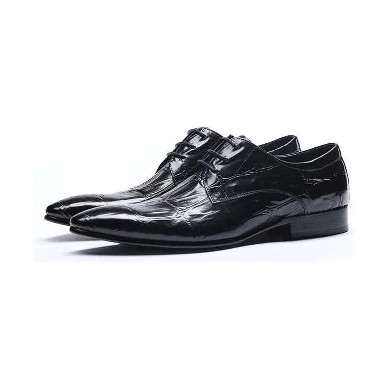 GatorLuxe Exquisite Lace-Up Pointed Toe Brogue Dress Shoes