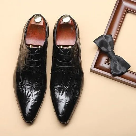 GatorLuxe Exquisite Lace-Up Pointed Toe Brogue Dress Shoes