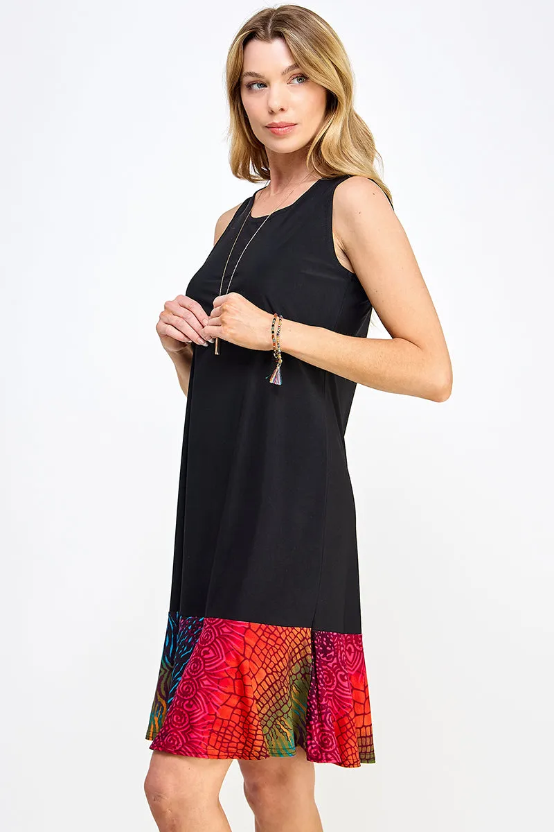 Graceful Contrast Sleeveless Round Neckline Dress-7083HT-TRP1-C-W182