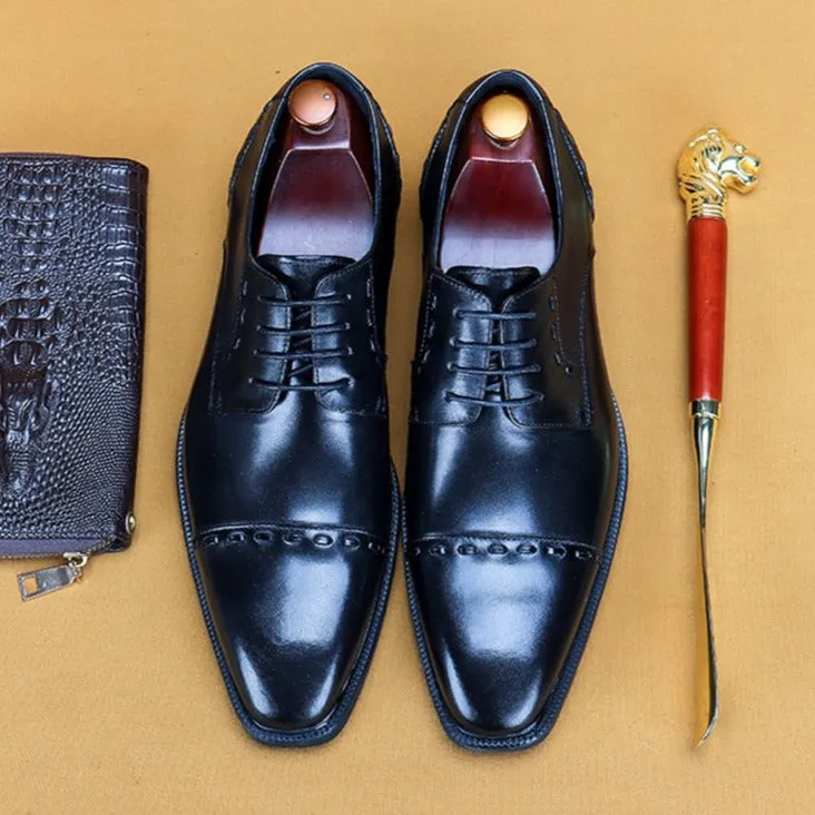 Luxury Exotic Glossy Designer Brogue Dress Shoes