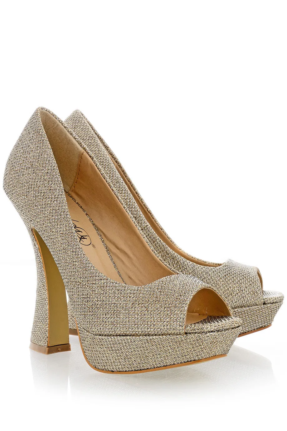 MEGAN Gold Glitter Platforms