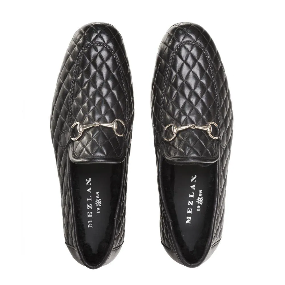 Mezlan Quilted Leather Loafer Black