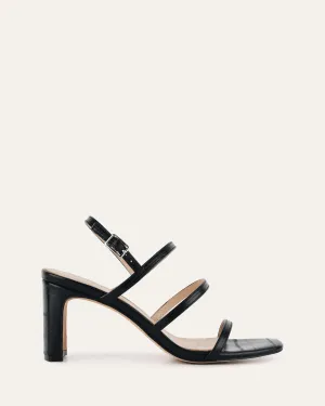 NIX MID HEEL SANDALS BLACK LIZARD