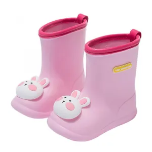 Pink 170Boys Girls Cartoon Cute Dinosaur Rabbit Children Rain Shoes Waterproof Pvc Rubber Non-slip Soft Toddler Kids Casual Rain Boots