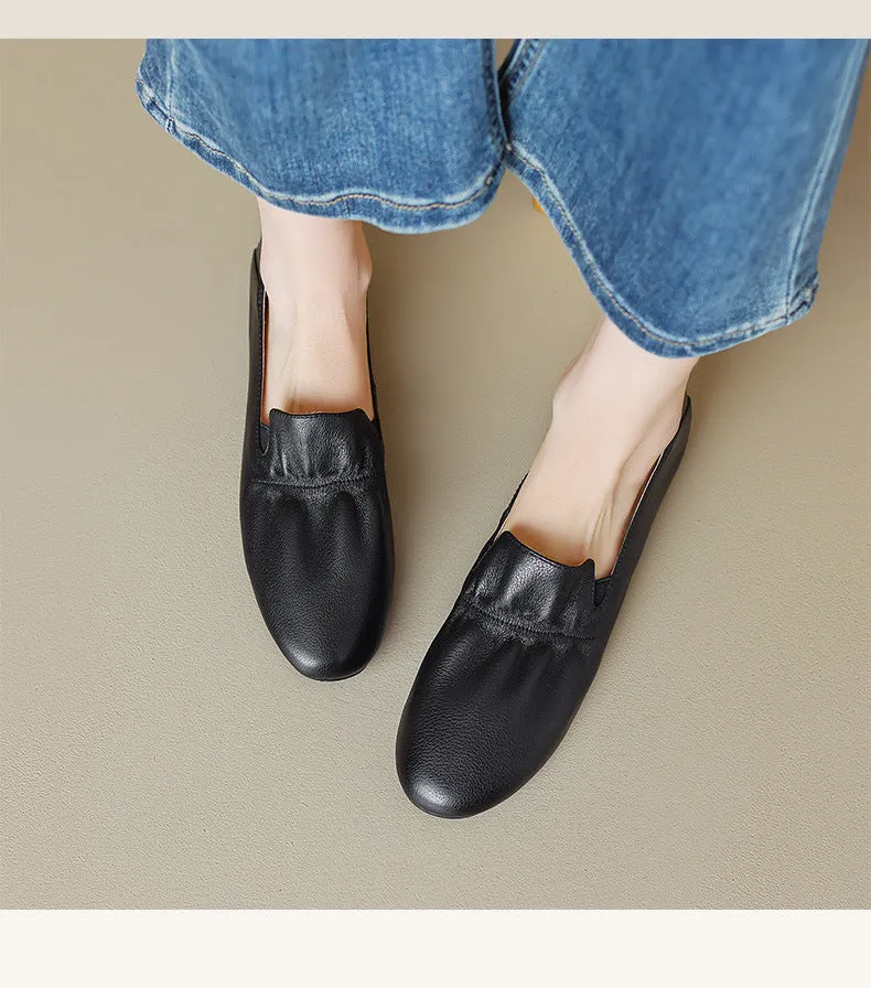 Round Toe Flat Heel Slip-On Shoes