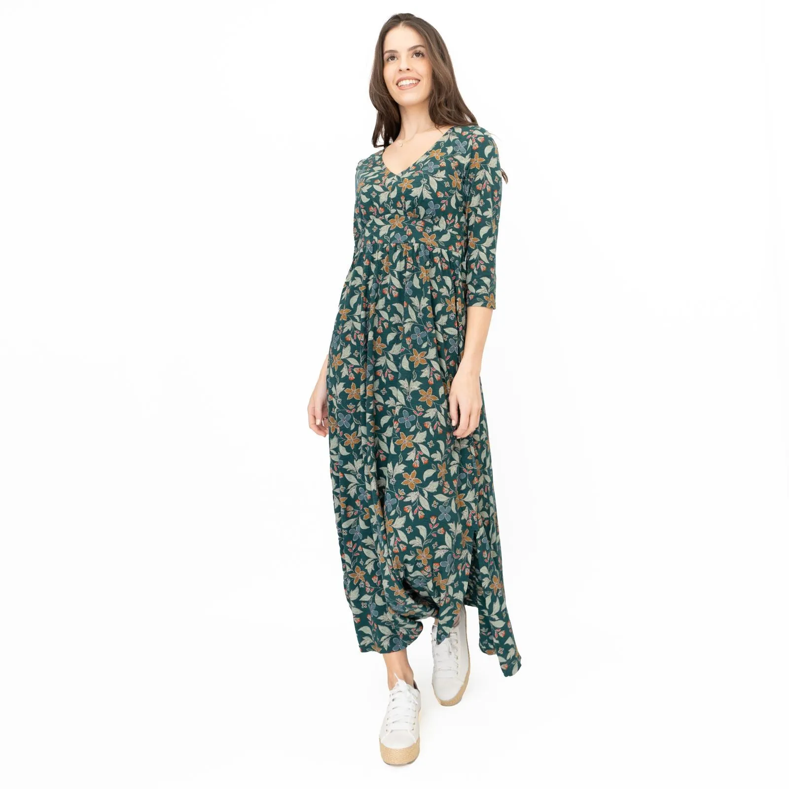 Seasalt Maggie Maxi Dress Green Stitched Clematis Lotch