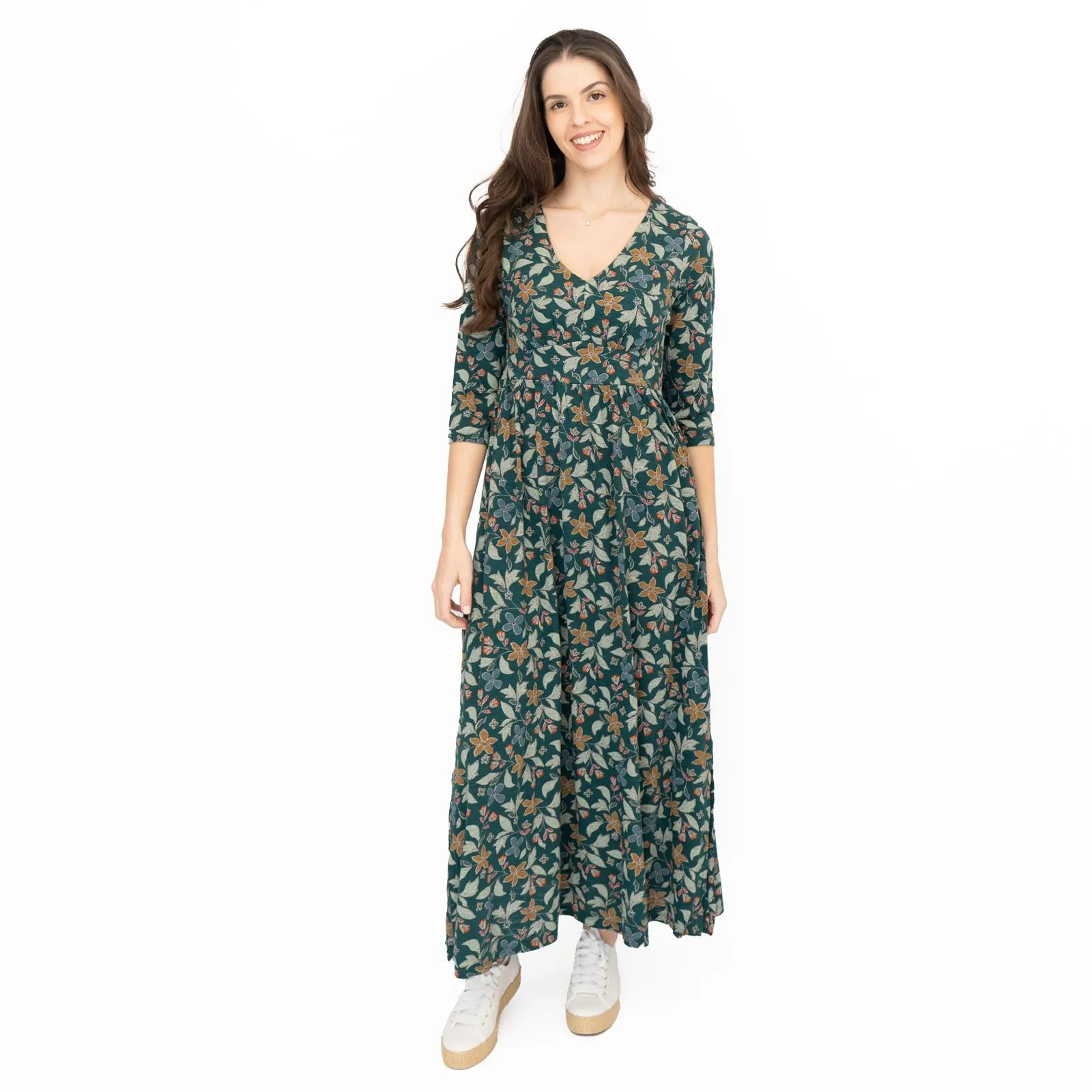 Seasalt Maggie Maxi Dress Green Stitched Clematis Lotch