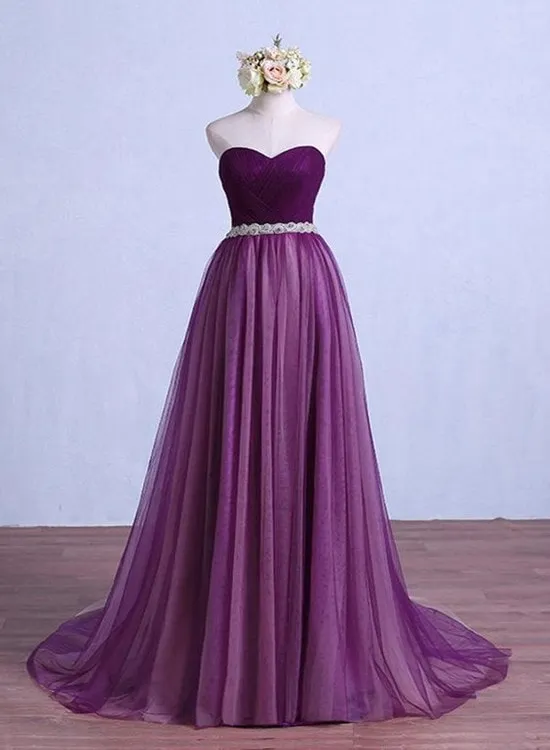 Solvbao Charming Purple Tulle Long Party Gown, Long Formal Dress