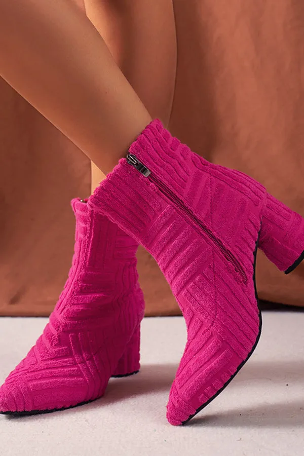 Stylish Pointed Toe High Heel Towel Boots