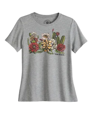 Tin Haul Womens Cactus Garden Grey Cotton Blend S/S T-Shirt