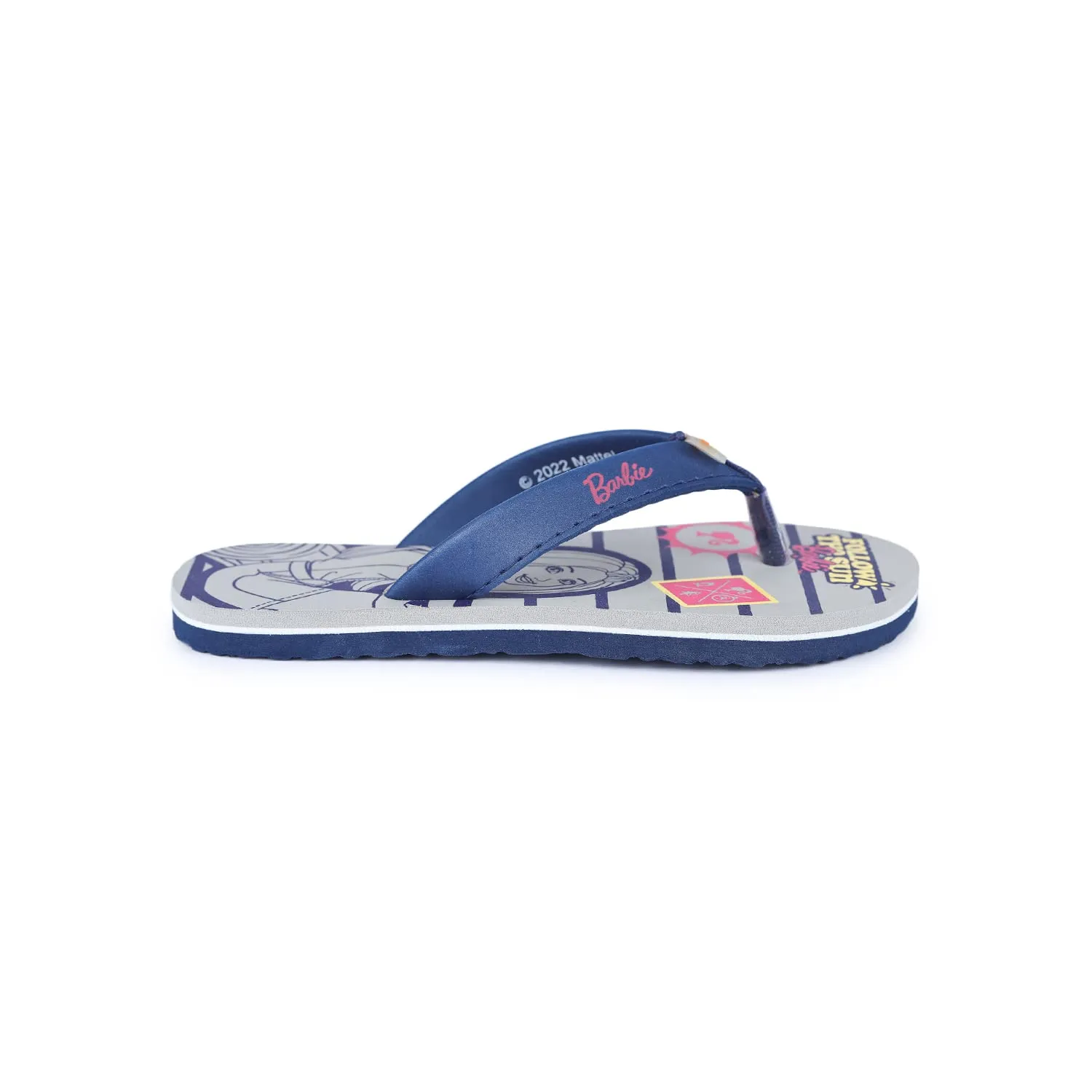 toothless Barbie Kids Girls Grey/Navy Flip-Flops(BBPGFF4323-9-10Y)