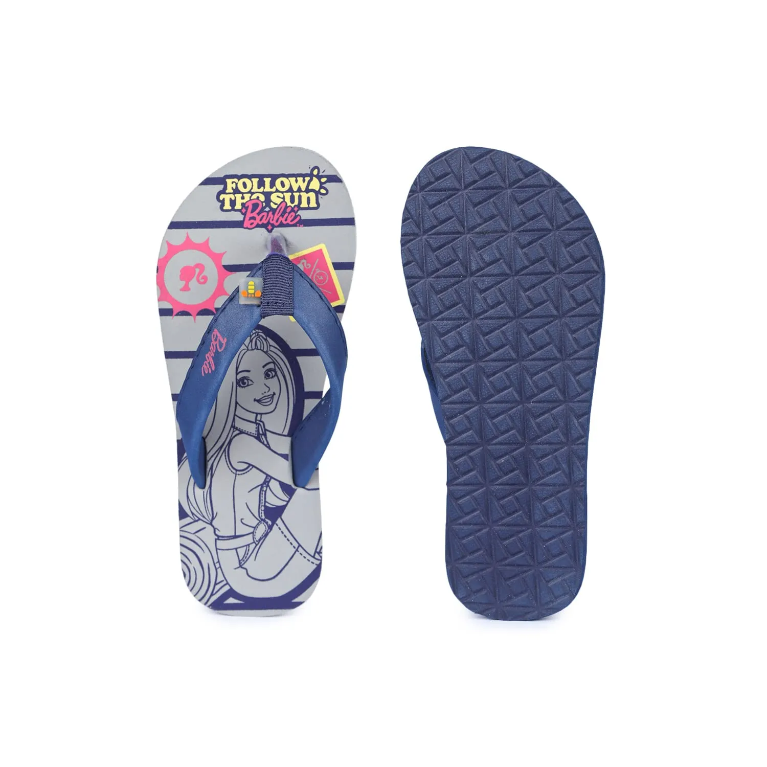 toothless Barbie Kids Girls Grey/Navy Flip-Flops(BBPGFF4323-9-10Y)