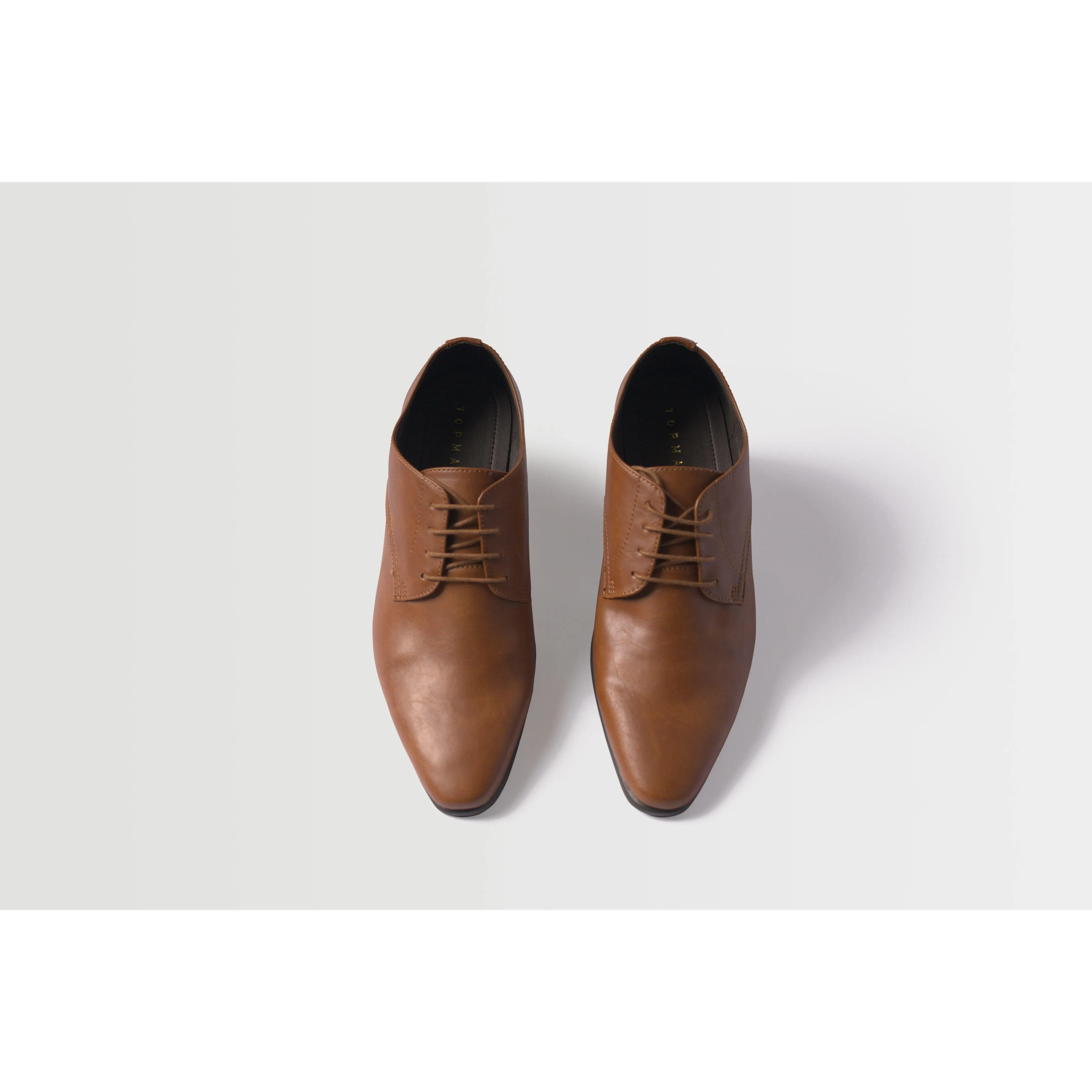 Topman Men's Briar Derby Brown Leather Lace Up Dress Shoes