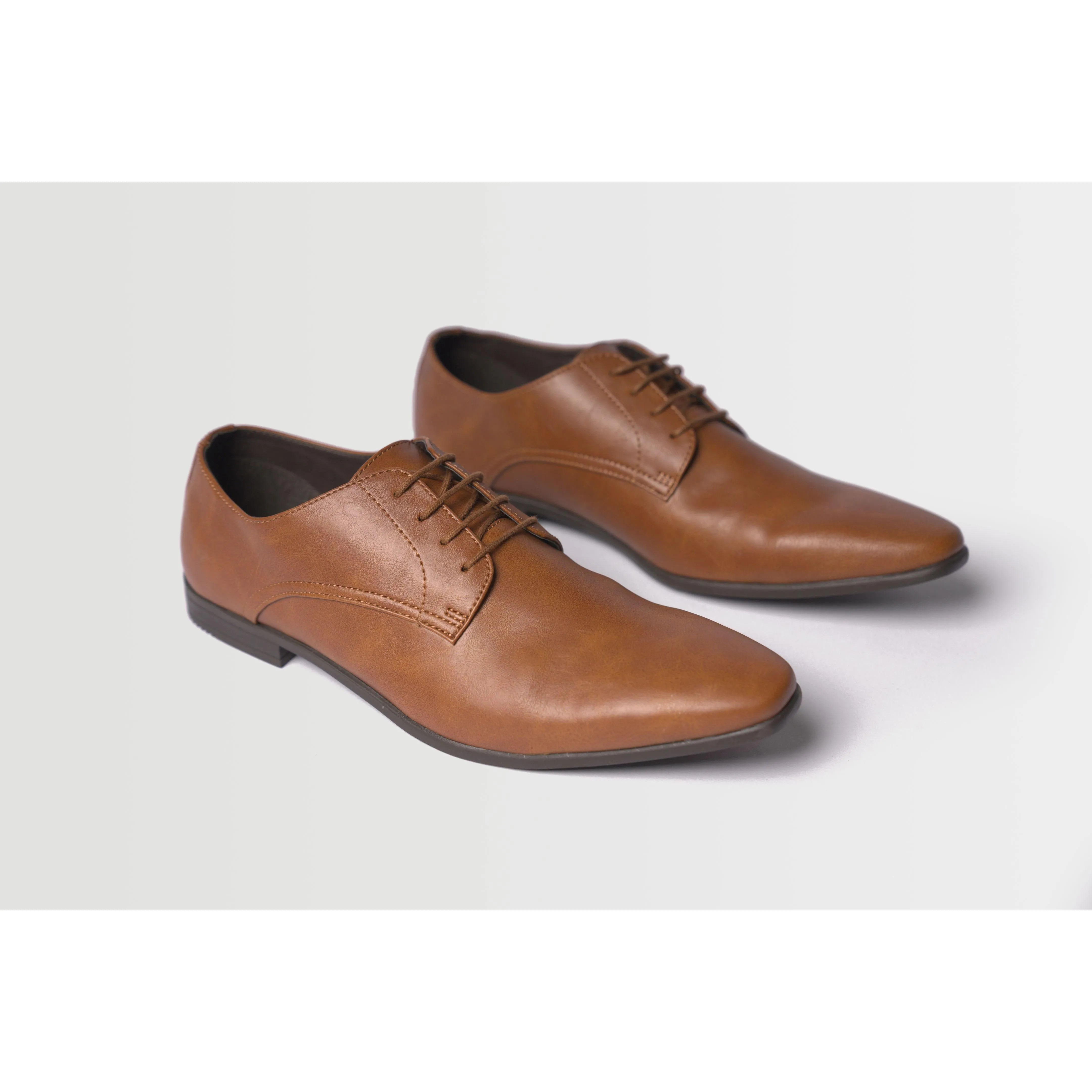 Topman Men's Briar Derby Brown Leather Lace Up Dress Shoes