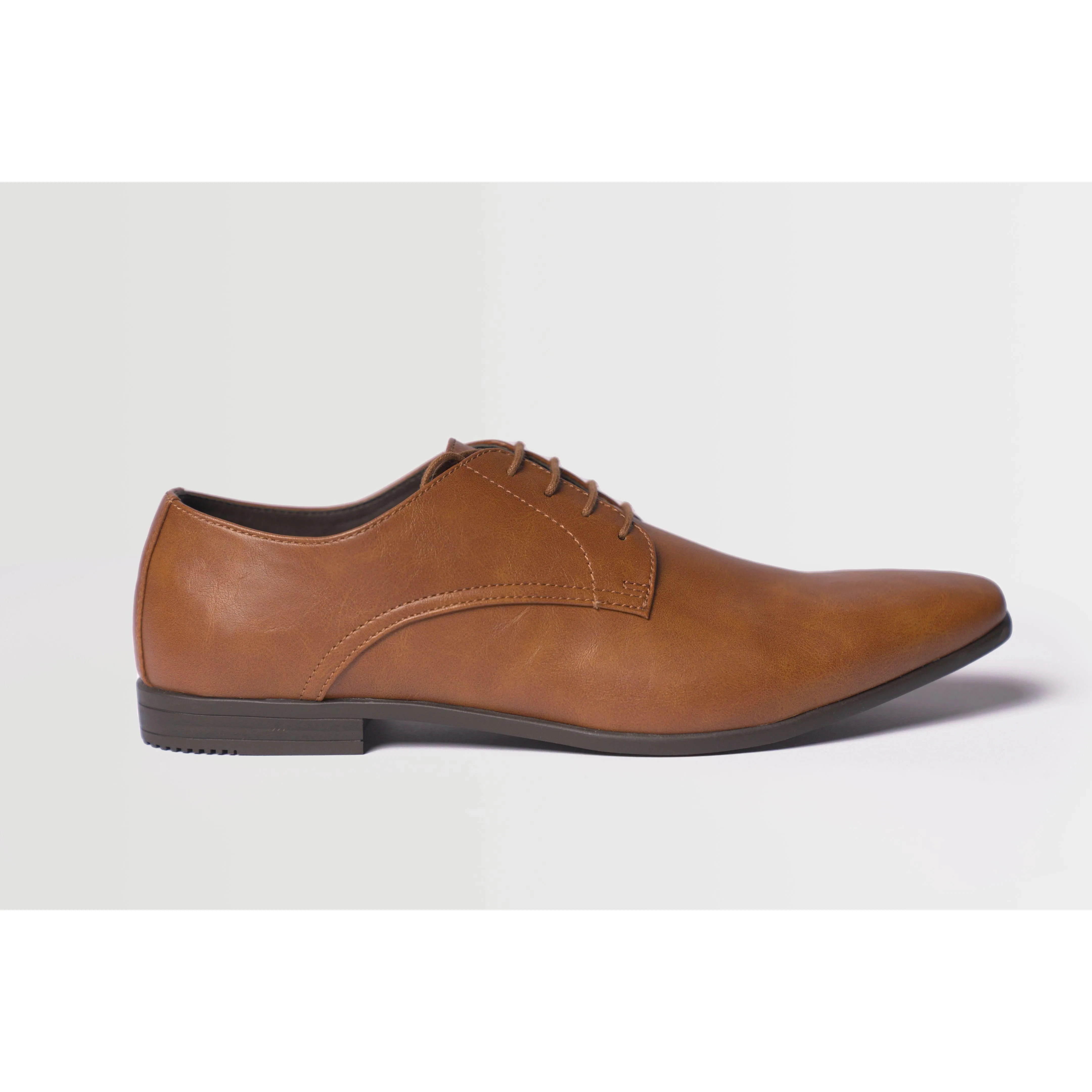 Topman Men's Briar Derby Brown Leather Lace Up Dress Shoes