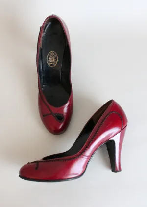 Vintage Early 1950s Cranberry Pumps Size 8.5