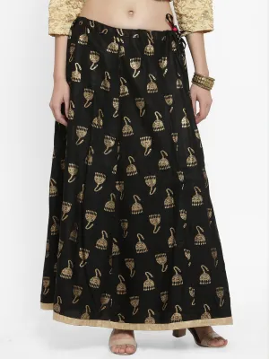 Women'S Black Printed Maxi Skirt